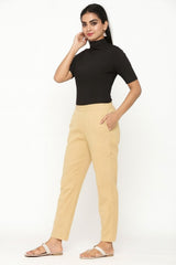 Women’s Beige Straight Fit High-Rise Pants