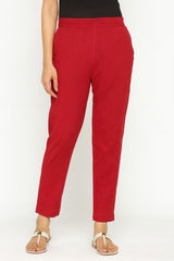 Women’s Red Straight Fit High-Rise Pants