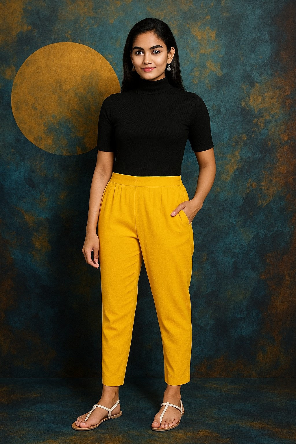 Women’s Mustard Yellow Straight Fit Pants