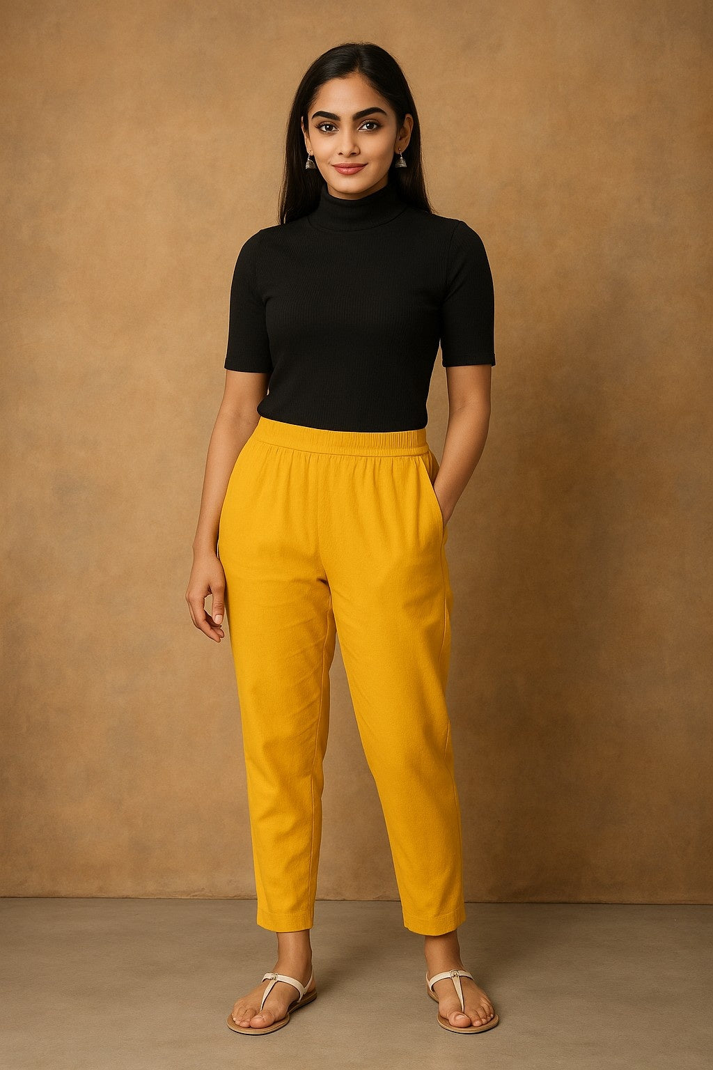 Women’s Mustard Yellow Straight Fit Pants