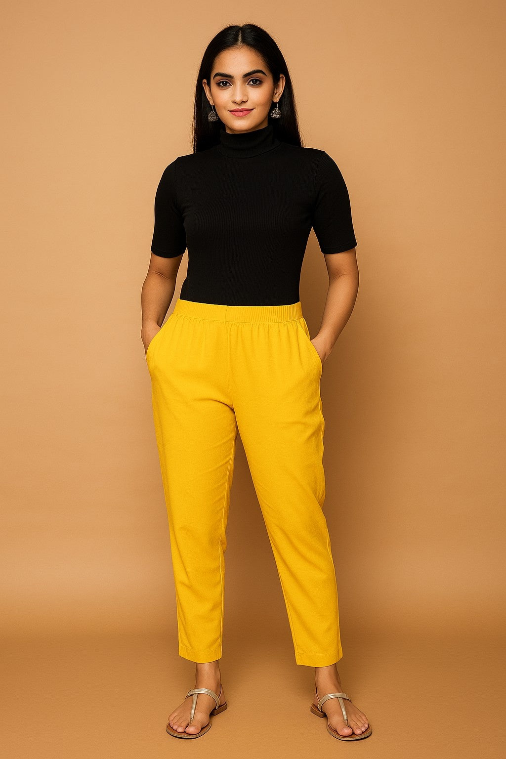 Women’s Mustard Yellow Straight Fit Pants