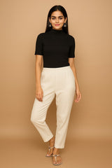 Women’s White Straight Fit High-Rise Pants