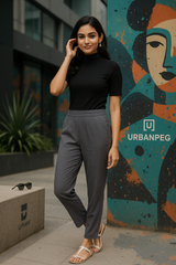 Women’s Grey Straight Fit High-Rise Pants