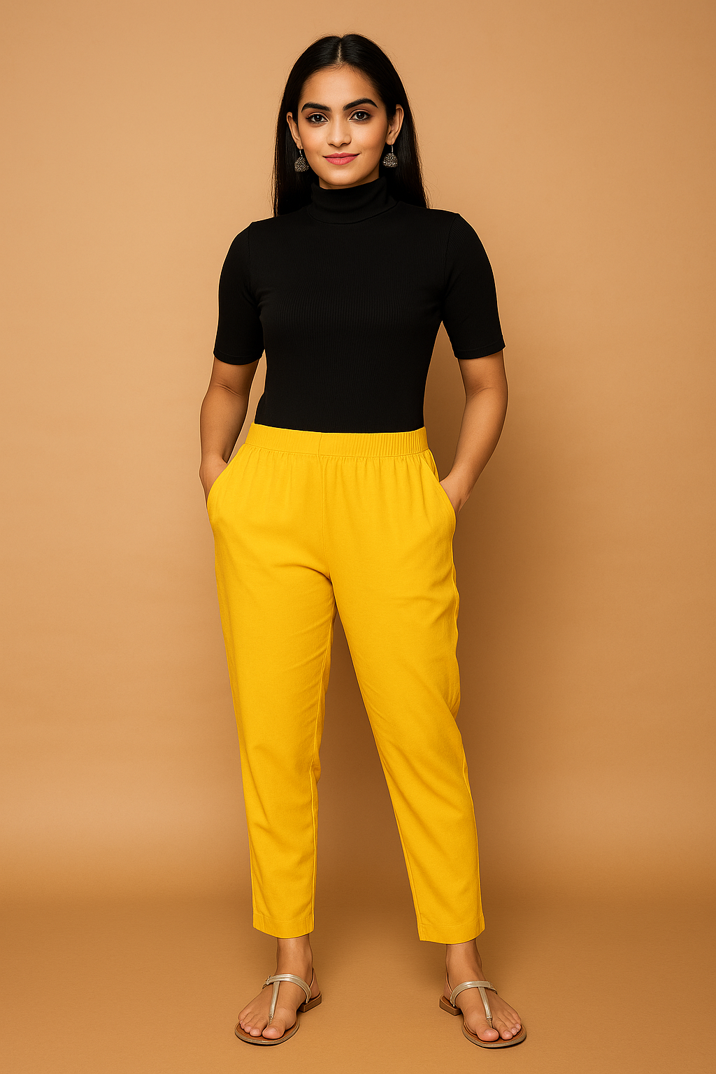 Women’s Mustard Yellow Straight Fit Pants